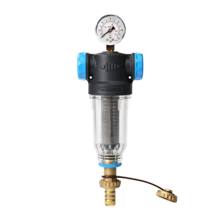 FNS2P1522 Ecosoft Pašattīrošs SAN filtrs ar 304 nerūsējošā tērauda sieta kasetnēm ar ½” FM un ¾” M savienojumu